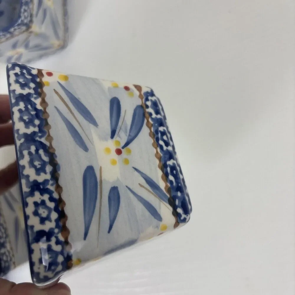 Temptations Ramekin Old World Blue Baking Dish Lids 3.75